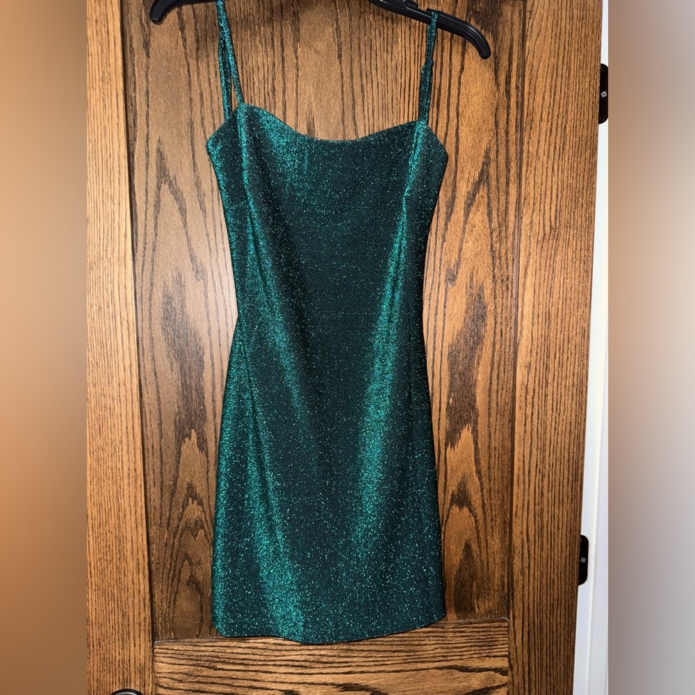 love, Fire Strapless Green Glitter Dress